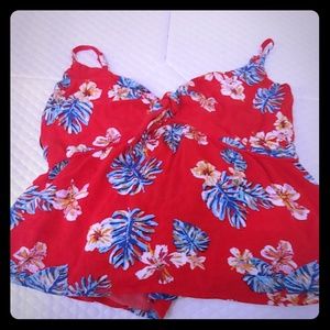 Tropical red cropped top